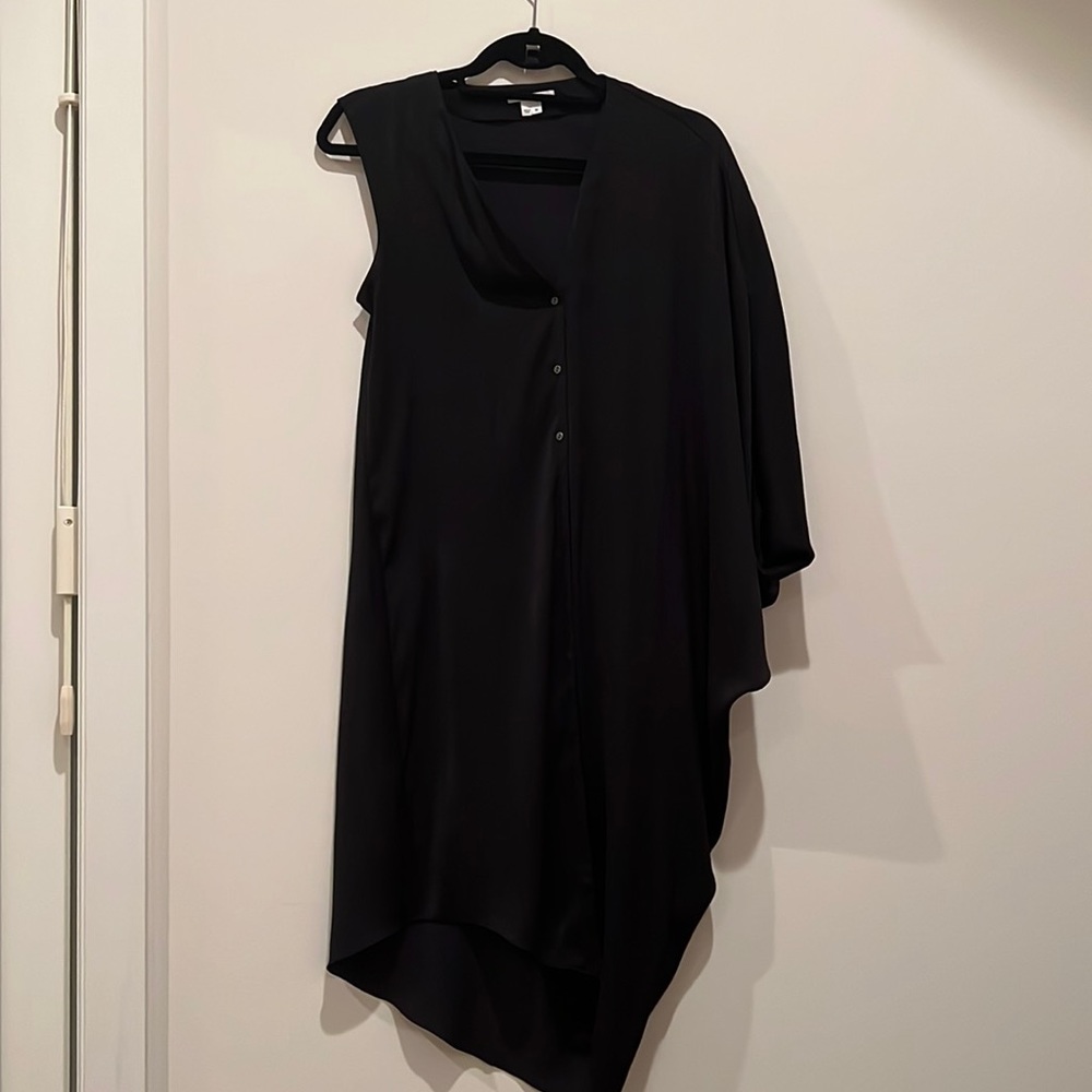 Helmut Lang Black Asymmetric Draped Dress